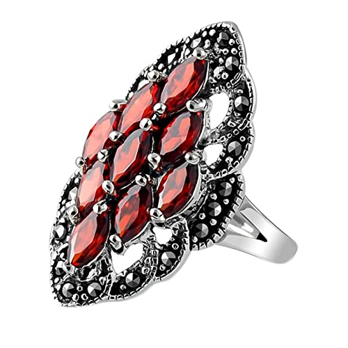 Ringe Frauen Silber, Ringe Frauen Silber Vintage-Blume Zircon Ring Geschenke für Damen Frauen Freundin Größe 53 (16.9) von Skcess