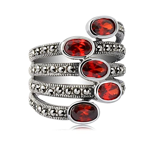 Ringe Frauen Sterlingsilber, Ringe Damen Silber Mehrschichtig Zircon Ring Geschenke für Damen Frauen Freundin Größe 56 (17.8) von Skcess