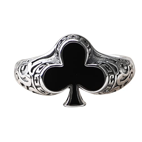 Ringe Männer, Sterlingsilber Ringe Männer Silber Poker-Pflaumenblüte Ringe für Herren Männer Adjustable von Skcess