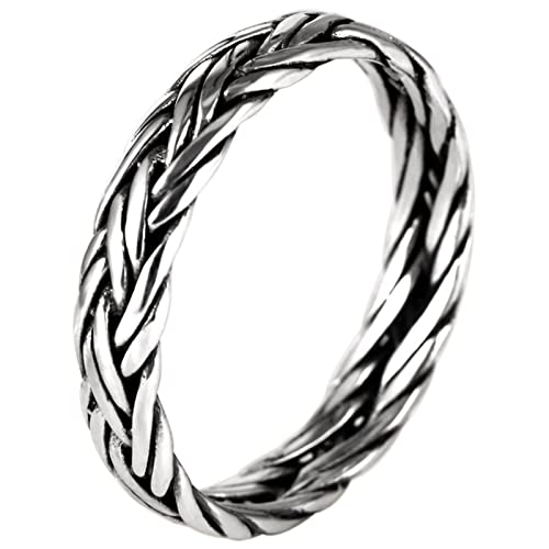 Ringe Silber, Rings Silber Vintage Geflochten Ringe für Herren Männer Größe 60 (19.1) von Skcess