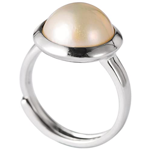 Silber Ring Damen 925, Damenring Silber Einfache Perlen Perle Geschenke für Damen Frauen Freundin Adjustable von Skcess