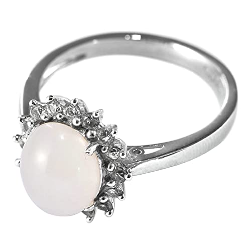 Silber Ringe 925 Frauen, Eheringe Silber Glitzernder Diamantring Aus Hetian-Jade Zircon Ring Geschenke für Damen Frauen Freundin Größe 57 (18.1) von Skcess