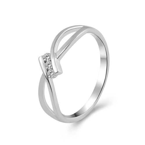 Silberring Damen 925 Silber Ringe D Moissanit Runden, Partnerringe Unendlichkeit mit Moissanit Ring Damen Größe 49 (15.6) von Skcess