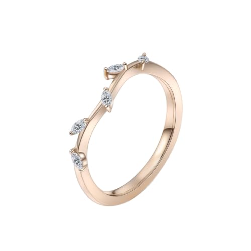 Skcess 14 Karat Gold Partnerringe Moissanit Weiß, Ringe Damen Zierliches Blatt Größe 49 (15.6) von Skcess