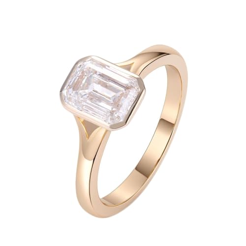 Skcess 14 Karat Gold Verlobungsring Moissanit 2 Ct Weiß, Damen Ringe Einfaches Solitaire Größe 47 (15.0) von Skcess