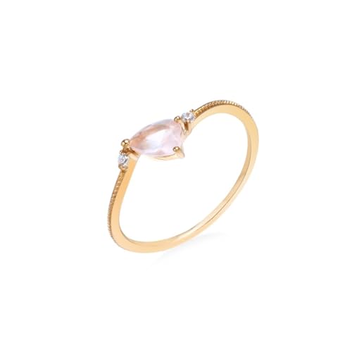 Skcess 14 Karat Roségold Damenringe Rosa Kristall Herz, Ring für Freundin Dünner Herzrosa Kristall mit Moissanit Ringe Frauen Größe 62 (19.7) von Skcess