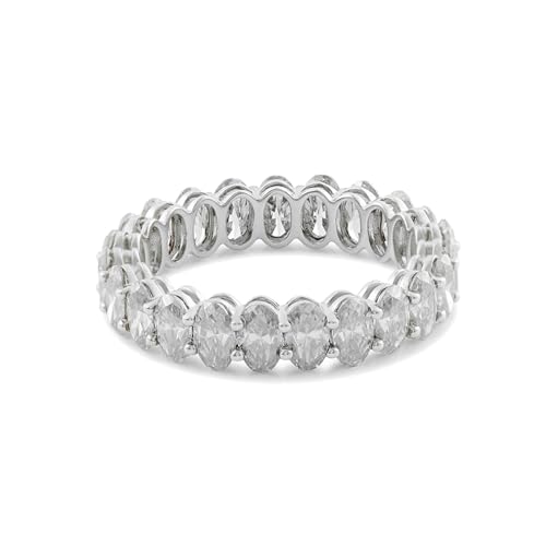 Skcess 14 Karat Weißgold Damen Ring, Bandring mit Ovalem Moissanit Eheringe Größe 53 (16.9) von Skcess