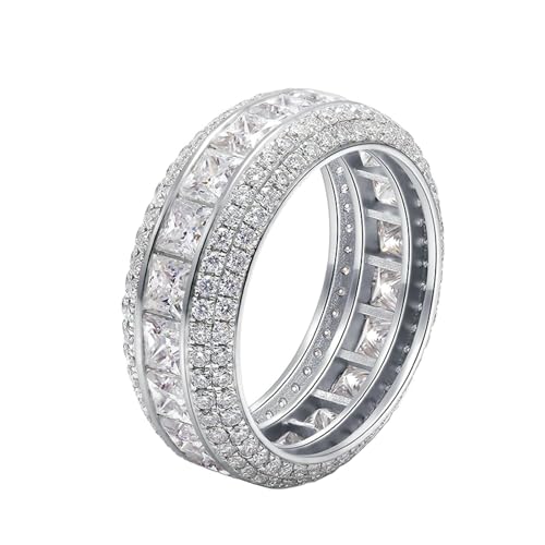 Skcess 14 Karat Weißgold Damenringe Weiß Moissanit Prinzessin, Eternity Ring 0,4 ct Prinzessinnen-Moissanit Ringe Frauen Größe 45 (14.3) von Skcess