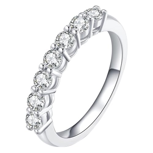 Skcess 14 Karat Weißgold Engagement Ring Weiß Erstellter Diamant Runden, Damen Ring Stapelbarer Ring Ringe Frauen Größe 56 (17.8) von Skcess