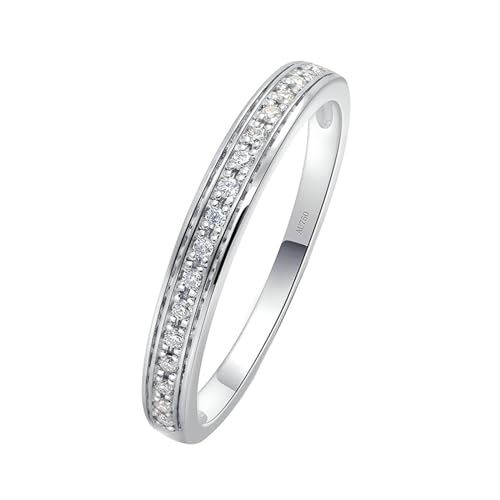Skcess 14 Karat Weißgold Wedding Ring Weiß Erstellter Diamant Runden, Ringe 0,055 ct Runder Diamant Ringe Frauen Größe 57 (18.1) von Skcess