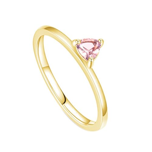 Skcess 14K Gelbgold Damen Ringe Pink Morganit 4x4mm, Schlicht Verlobungsring Damen Größe 47 (15.0) von Skcess