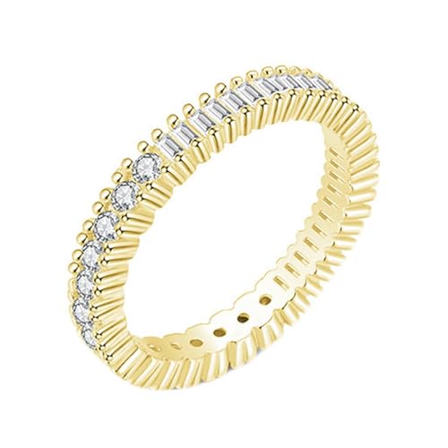 Skcess 14K Gelbgold Damenringe Weiß Ring Moissanite, Ewigkeit Trauringe Größe 57 (18.1) von Skcess