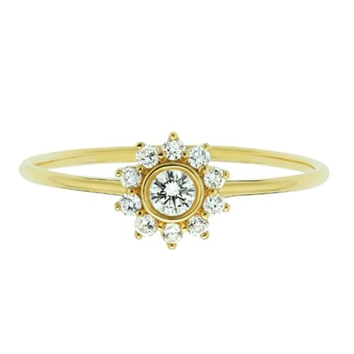 Skcess 14K Gelbgold Matching Rings Weiß Moissanite Ring Ehering, Blume Ring für Freundin Damen Größe 57 (18.1) von Skcess