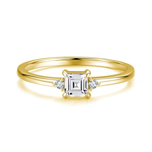 Skcess 14K Gelbgold Verlobungsringe Weiß Moissanite Ring Ehering, Elegant Wedding Ring Damen Größe 56 (17.8) von Skcess