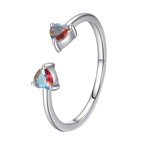 Skcess 14K Weißgold Damen Ringe Bunt Granat 3.5x3.5mm, Verstellbarer Offener Ring Ehering Größe 61 (19.4) von Skcess