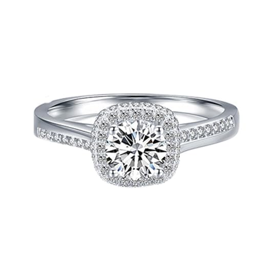 Skcess 14K Weißgold Damenringe Weiß Moissanite Ring Damen, Elegant Verlobungsring Größe 56 (17.8) von Skcess
