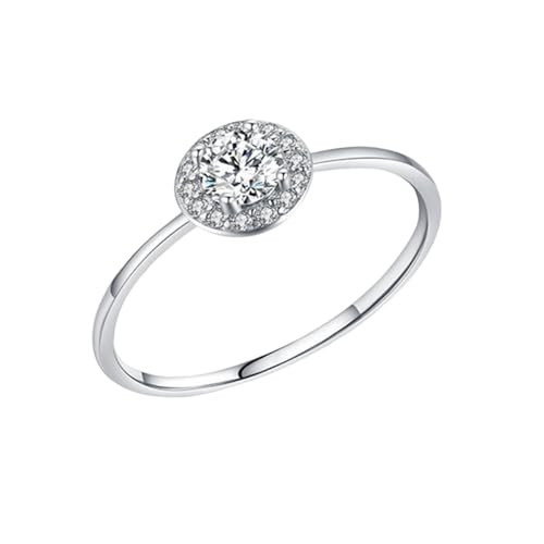 Skcess 14K Weißgold Ehering Weiß Moissanite Ring 4x4mm, Rund Ring Damen Größe 52 (16.6) von Skcess