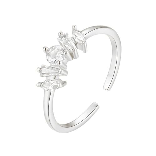 Skcess 14K Weißgold Engagement Ring Weiß Moissanite Ring Women's 3.5x3.5mm, Verstellbarer Ring Verlobungsring Damen Größe 54 (17.2) von Skcess