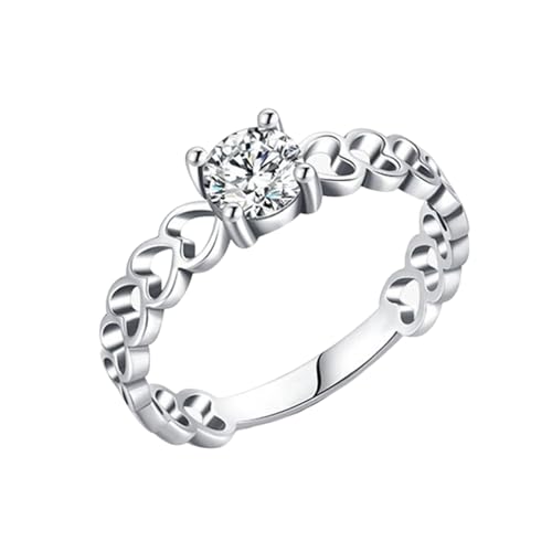 Skcess 14K Weißgold Partnerringe Weiß Moissanite Ring Damen 5x5mm, Herzförmig Promise Ring Damen Größe 61 (19.4) von Skcess