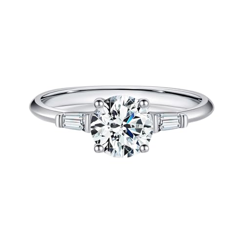 Skcess 14K Weißgold Ringe Damen Weiß Moissanite Ring Ehering 6.5mm, Eleganter 1 Ct Ring Ehering Größe 58 (18.5) von Skcess
