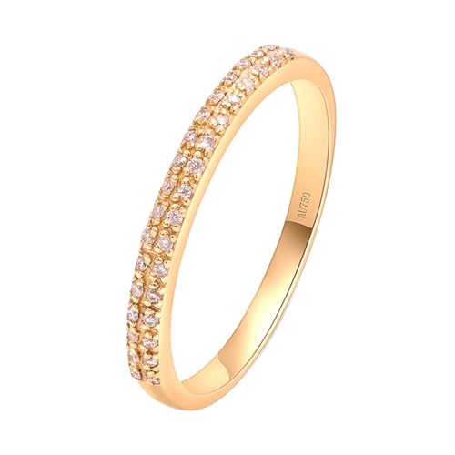 Skcess 18 Karat Gelbgold Ring Damen Weiß Erstellter Diamant Runden, Partnerringe Ewigkeitsring Ringe Frauen Größe 57 (18.1) von Skcess