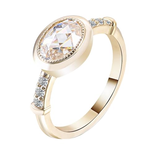 Skcess 18 Karat Gold Damen Ring Moissanit 3 Ct Weiß, Trauringe Einfach Größe 53 (16.9) von Skcess