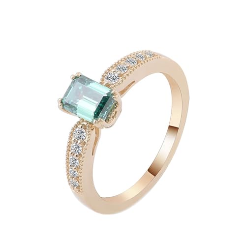 Skcess 18 Karat Gold Eheringe Synthetischer Smaragd 1 Ct Grün, Verlobungsring Elegant Größe 45 (14.3) von Skcess