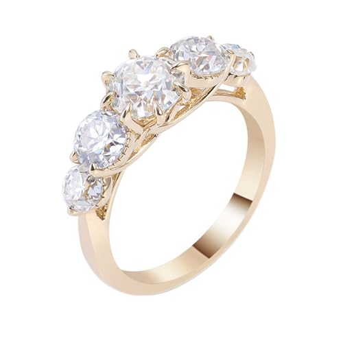 Skcess 18 Karat Gold Matching Rings Moissanit Weiß, Zierlicher Ring Elegant Größe 47 (15.0) von Skcess