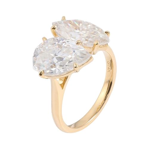 Skcess 18 Karat Gold Partnerringe Moissanit 4 Ct Weiß, Verlobungsring Damen Elegant Größe 60 (19.1) von Skcess