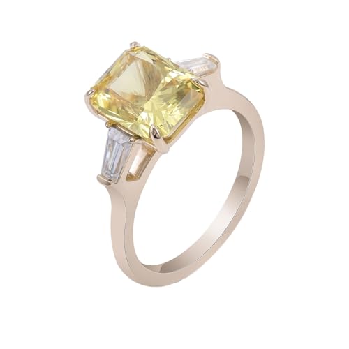 Skcess 18 Karat Gold Ring Für Freundin Moissanit 3 Ct Gelb, Ring Elegant Größe 62 (19.7) von Skcess