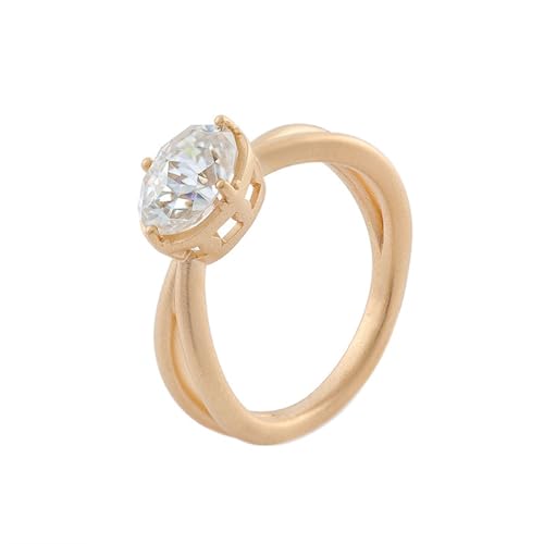 Skcess 18 Karat Gold Wedding Ring Moissanit 3 Ct Weiß, Fingerring Damen Solitär Größe 47 (15.0) von Skcess