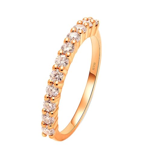 Skcess 18 Karat Roségold Wedding Ring Weiß Erstellter Diamant Runden, Damenring Stapelbarer Ring Ringe Frauen Größe 67 (21.3) von Skcess
