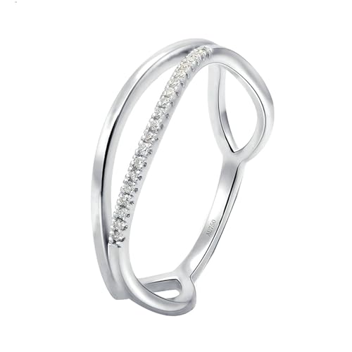 Skcess 18 Karat Weißgold Eternity Ring Weiß Diamant Runden, Partner Ringe mit Rundem Diamant Von 0,057 ct Ring Damen Größe 47 (15.0) von Skcess