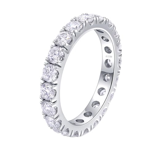 Skcess 18 Karat Weißgold Matching Rings Weiß Diamant Runden, Damen Ring Eternity-Band Ringe Frauen Größe 61 (19.4) von Skcess