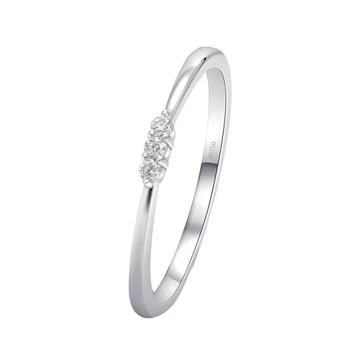 Skcess 18 Karat Weißgold Partnerringe Weiß Erstellter Diamant Runden, Promise Ring 0,045 ct Runder Diamant Ringe Frauen Größe 53 (16.9) von Skcess