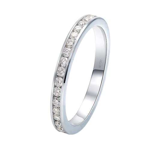 Skcess 18 Karat Weißgold Partnerringe Weiß Erstellter Diamant Runden, Wedding Ring Runden Ringe Frauen Größe 65 (20.7) von Skcess