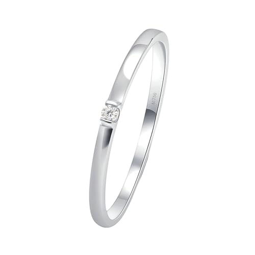 Skcess 18 Karat Weißgold Promise Ring Weiß Erstellter Diamant Runden, Ring Einzelner Runder Diamant mit 0,015 ct Ringe Frauen Größe 62 (19.7) von Skcess