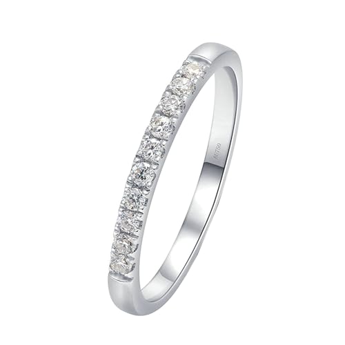 Skcess 18 Karat Weißgold Promise Ring Weiß Moissanit Runden, Ring Damen 0,15ct Moissanit Ringe Frauen Größe 61 (19.4) von Skcess