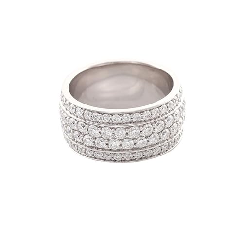 Skcess 18 Karat Weißgold Ring Männer, Men Ring Weiß Eternity Round mit Moissanit Größe 56 (17.8) von Skcess