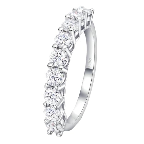 Skcess 18 Karat Weißgold Trauringe Weiß Diamant Runden, Damen Ring 0,1 ct Runder Diamant Ringe Frauen Größe 63 (20.1) von Skcess