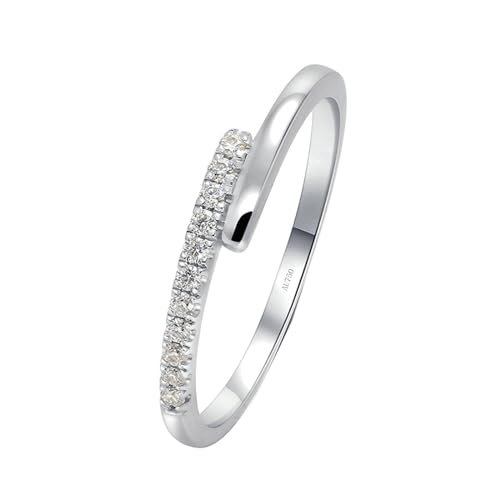 Skcess 18 Karat Weißgold Verlobungsring Damen Weiß Diamant Runden, Ringe Damen mit Rundem Diamant Von 0,088 ct Ringe Frauen Größe 60 (19.1) von Skcess