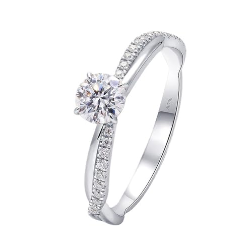 Skcess 18 Karat Weißgold Wedding Ring Weiß Diamant Runden, Damenring Verdrehter Ring Ringe Frauen Größe 62 (19.7) von Skcess