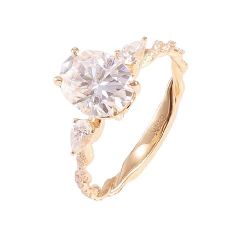 Skcess 9 Karat Gold Ring Damen Moissanit 2 Ct Weiß, Ring Klassisch Verdreht Größe 56 (17.8) von Skcess