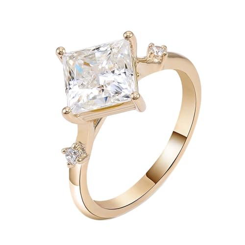 Skcess 9 Karat Gold Ring Damen Moissanit Weiß, Damen Ringe Einfach Größe 50 (15.9) von Skcess