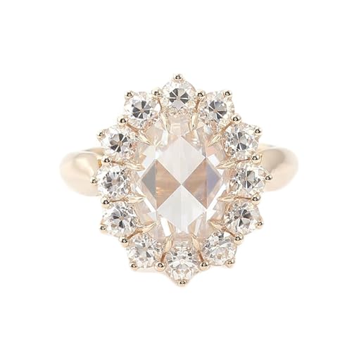 Skcess 9 Karat Gold Ringe Moissanit 3 Ct Weiß, Ehering Blume Größe 54 (17.2) von Skcess