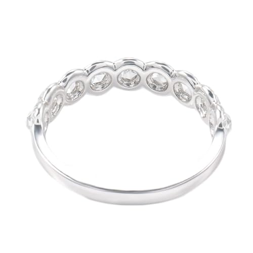 Skcess 9 Karat Weißgold Eternity Ring, Verlobungsringe Weiß Rund mit Moissanit Größe 45 (14.3) von Skcess