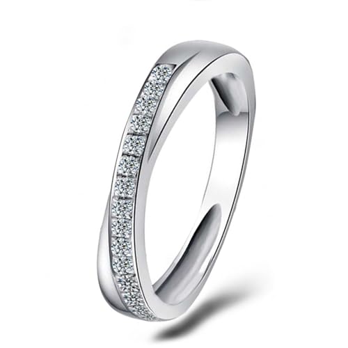 Skcess 9 Karat Weißgold Verlobungsring Damen, Ringe Frauen Unendlichkeit mit Moissanit Größe 45 (14.3) von Skcess