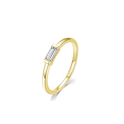 Skcess 9K Gelbgold Damen Ringe Weiß Moissanite Ringe, Rechteck Ring Damen Größe 54 (17.2) von Skcess
