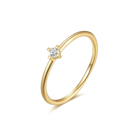 Skcess 9K Gelbgold Hochzeitsringe Weiß Moissanite Ring Ehering, Solitär Promise Ring Damen Größe 61 (19.4) von Skcess