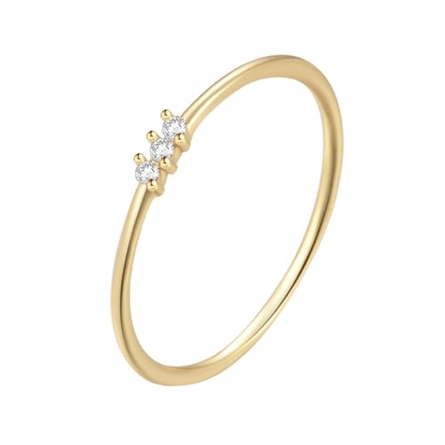 Skcess 9K Gelbgold Ring Weiß Moissanite Ring, Rund mit Weißem Rundem Moissanit Hochzeitsringe Damen Größe 56 (17.8) von Skcess
